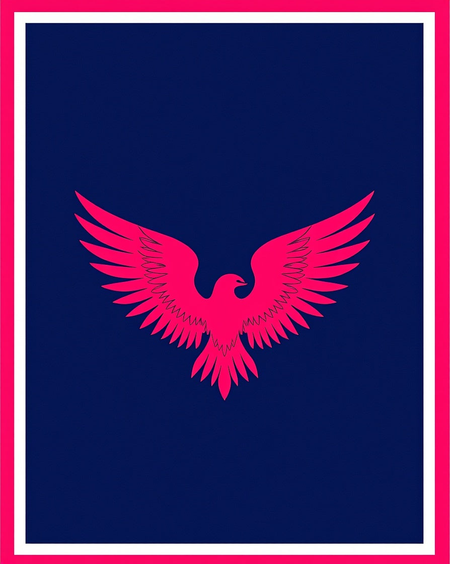 Bold Pink Eagle Navy Border Rug