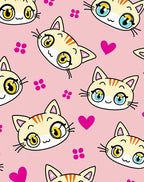 Cute Pink And Yellow Kitty Hearts Rug