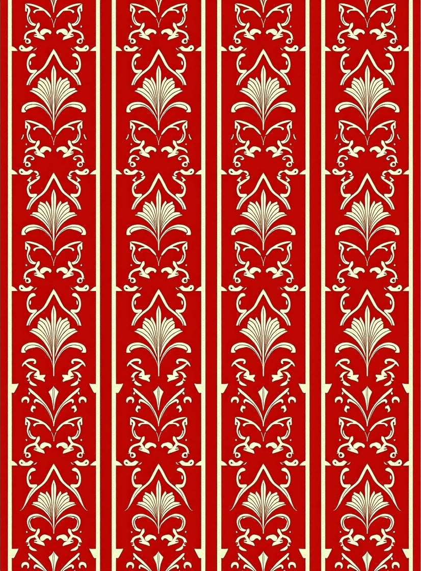 Crimson Vertical Floral Stripe Rug