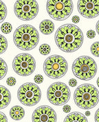 Green Floral Medallion Repeating Pattern Rug