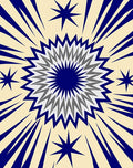 Bold Blue Starburst Radiating Center Rug