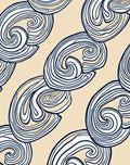 Beige Navy Swirling Organic Abstraction Rug