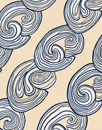 Beige Navy Swirling Organic Abstraction Rug