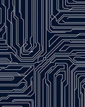 Deep Blue Circuit Board Lines Rug