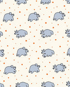 Whimsical Gray Rhino Starry Night Rug