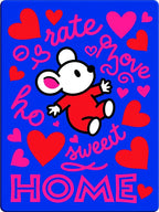Cute Red Mouse Hearts Sweet Home Narrative Rug