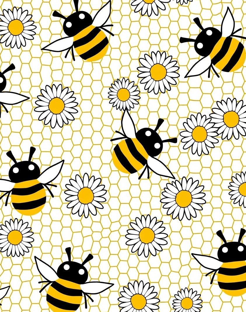 Charming Bees And Daisies Honeycomb Rug