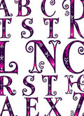 Ornate Alphabet Collage Deep Purple Pink Rug
