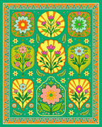 Vibrant Folk Art Floral Medley Rug