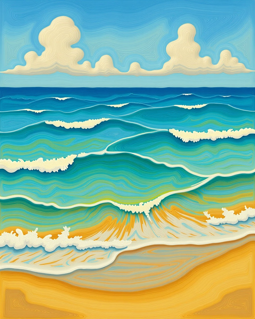 Coastal Waves Blue Ocean Sands Rug