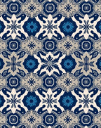 Navy Blue Ivory Geometric Starburst Rug