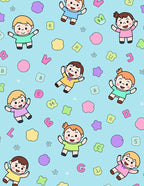 Playful Children Alphabet Blue Sky Rug
