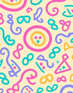 Whimsical Abstract Pink Teal Yellow Swirls Rug