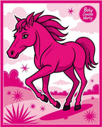 Vibrant Pink Horse Starry Landscape Rug