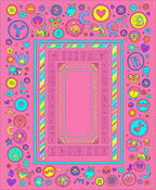 Whimsical Pink Cartoon Critter Medallion Rug