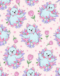 Cute Blue Dog Floral Pink Tulips Rug