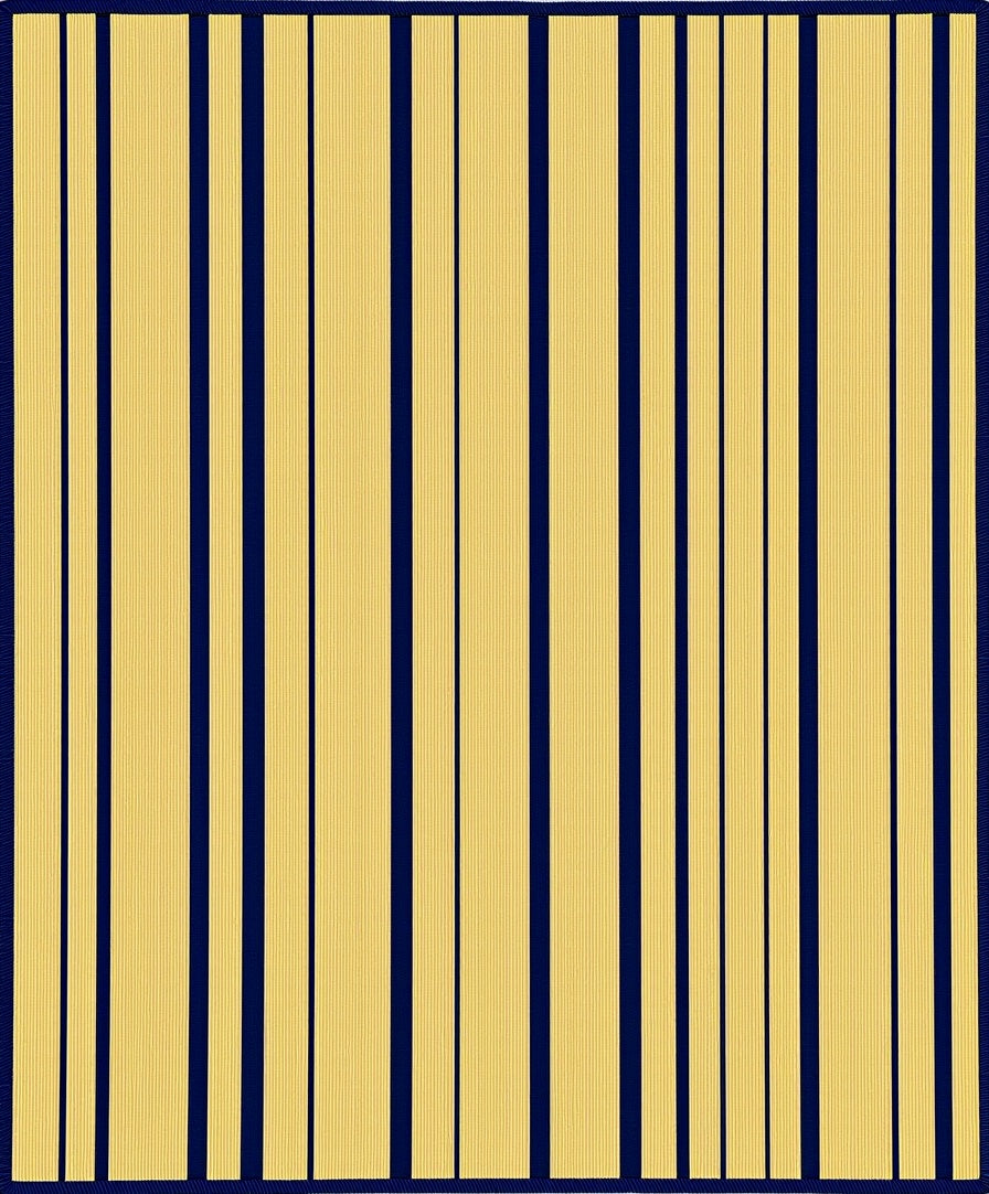 Golden Navy Vertical Stripe Rug