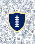 Navy Blue Shield Botanical Line Art Rug