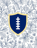 Navy Blue Shield Botanical Line Art Rug