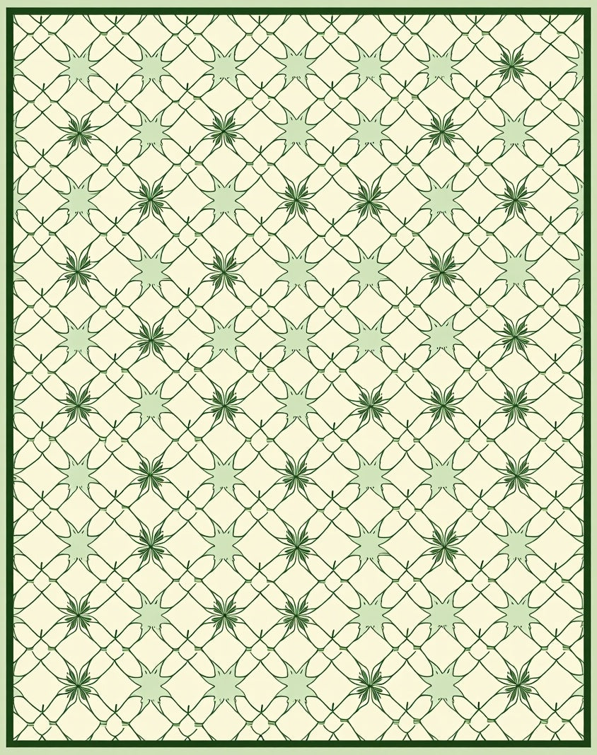 Intertwined Sage Starburst Lattice Rug