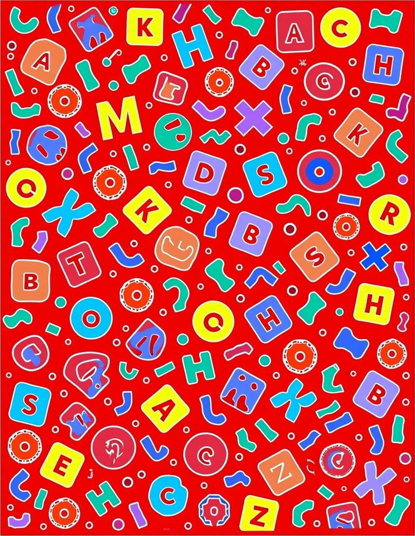 Playful Alphabet Blocks Red Rug