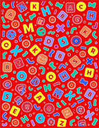 Playful Alphabet Blocks Red Rug