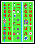 Vibrant Green Retro Alphabet Icons Rug