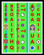 Vibrant Green Retro Alphabet Icons Rug