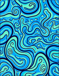 Aqua Blue Swirl Abstract Rug