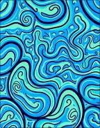 Aqua Blue Swirl Abstract Rug