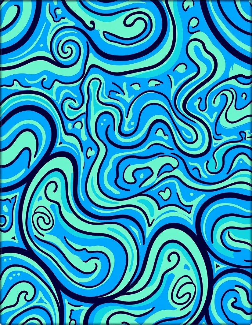 Aqua Blue Swirl Abstract Rug