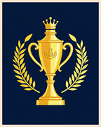 Golden Trophy Laurel Crown Navy Rug