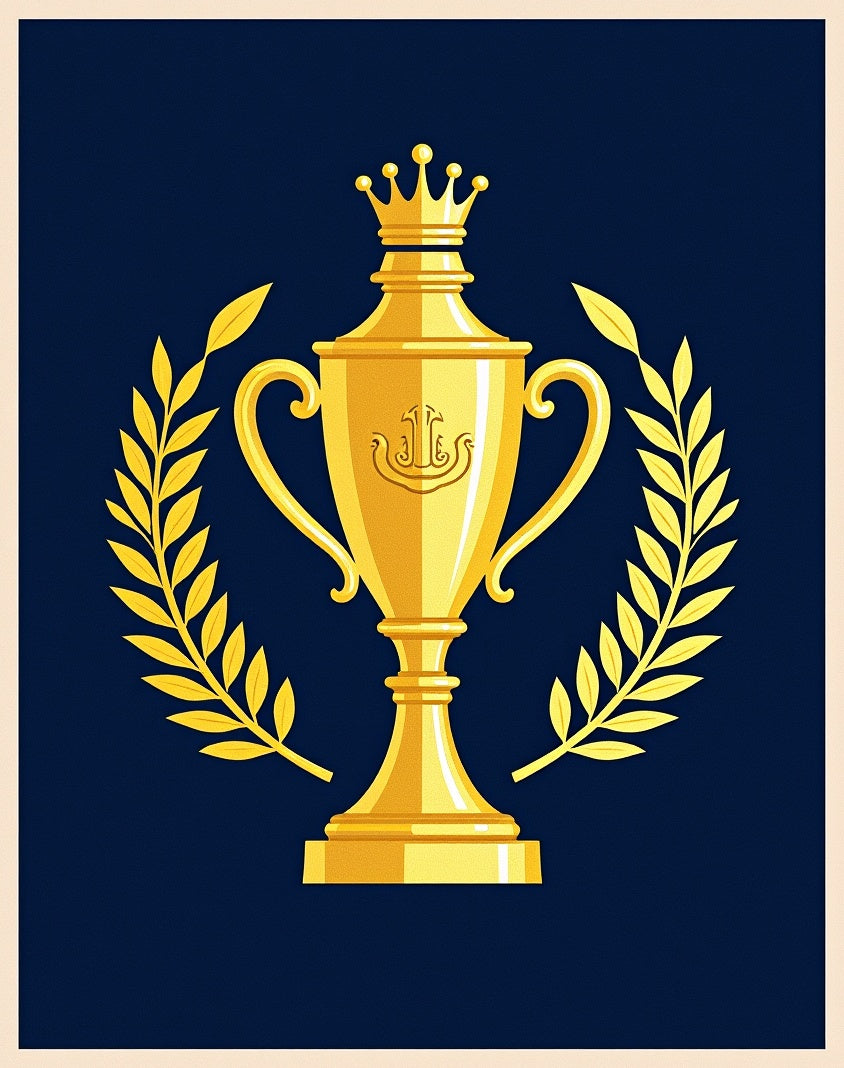 Golden Trophy Laurel Crown Navy Rug