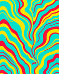 Vibrant Turquoise Red Yellow Swirl Rug
