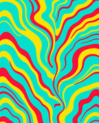 Vibrant Turquoise Red Yellow Swirl Rug