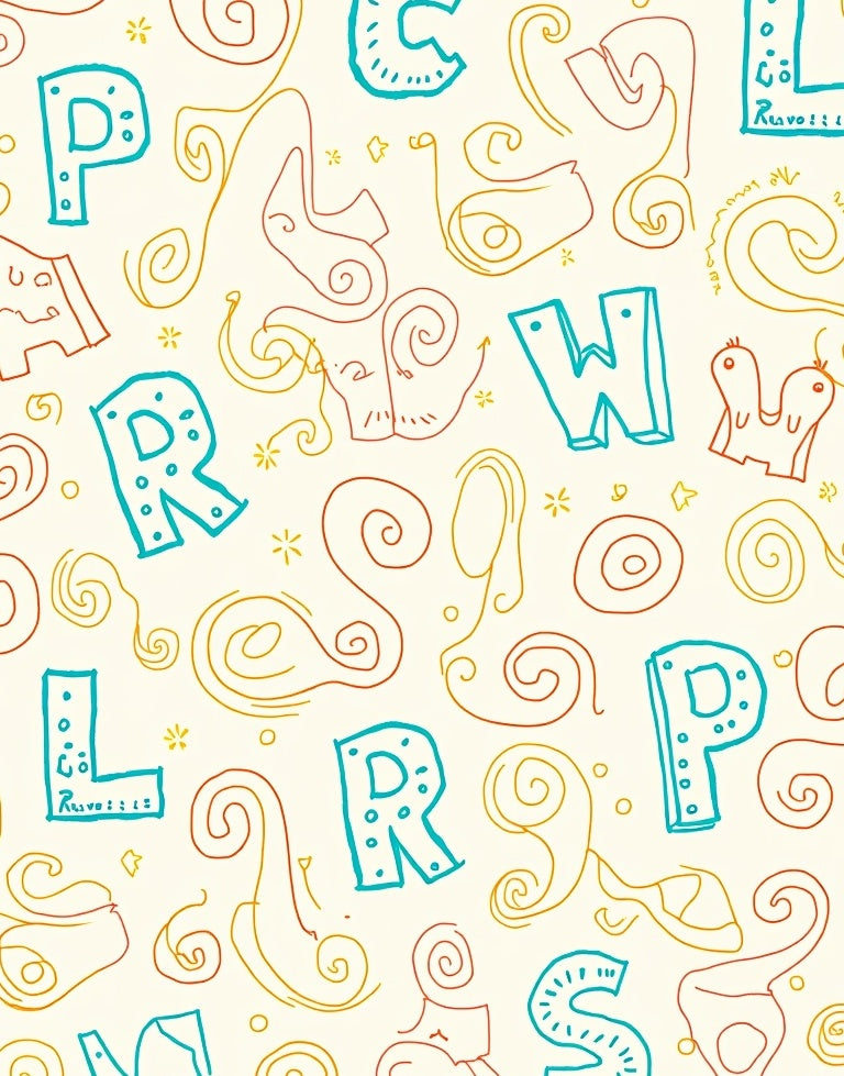 Whimsical Alphabet Swirls Rug