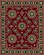 Deep Red Medallion Border Rug