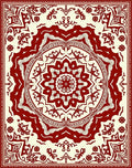 Deep Red Floral Mandala Centerpiece Rug