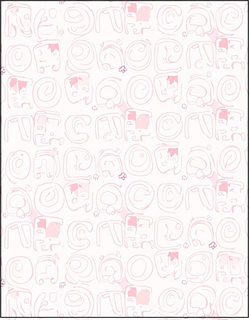 Delicate Pink Cartoon Faces Repeat Rug