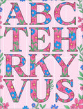 Pink Floral Alphabet Stripes Rug