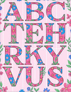 Pink Floral Alphabet Stripes Rug