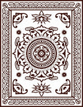 Brown Oriental Medallion Floral Border Rug