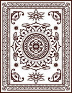 Brown Oriental Medallion Floral Border Rug
