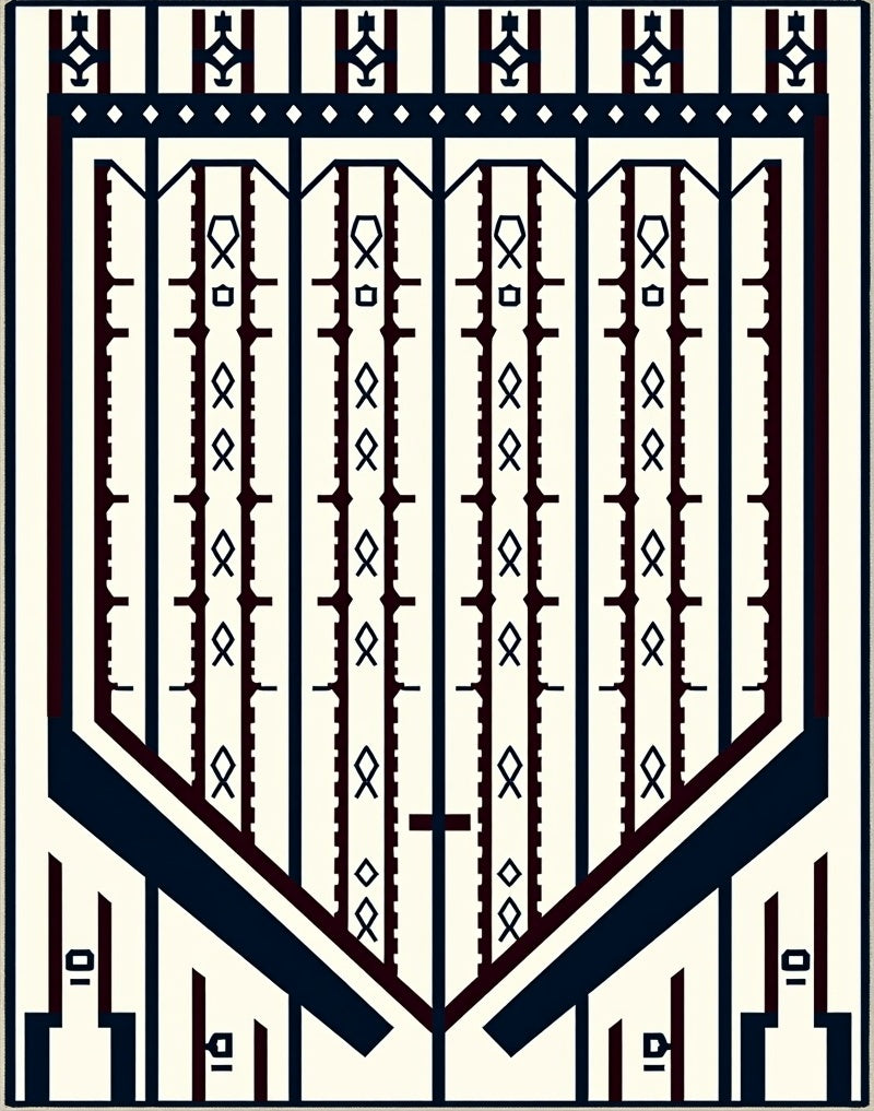 Cream Dark Blue Geometric Tribal Stripes Rug