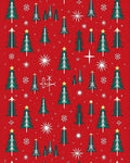 Festive Red Evergreen Forest Snowflakes Rug