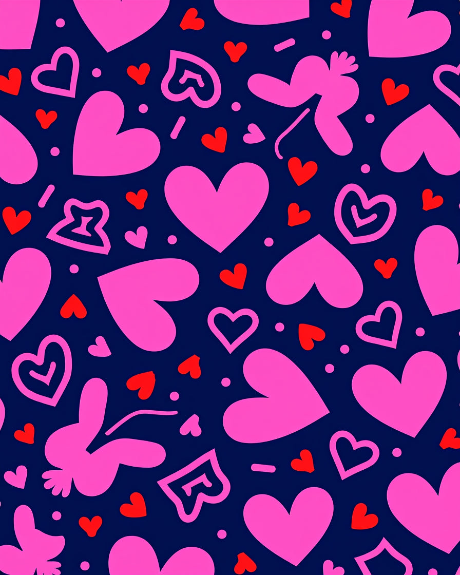 Pink Red Heart Medley Rug
