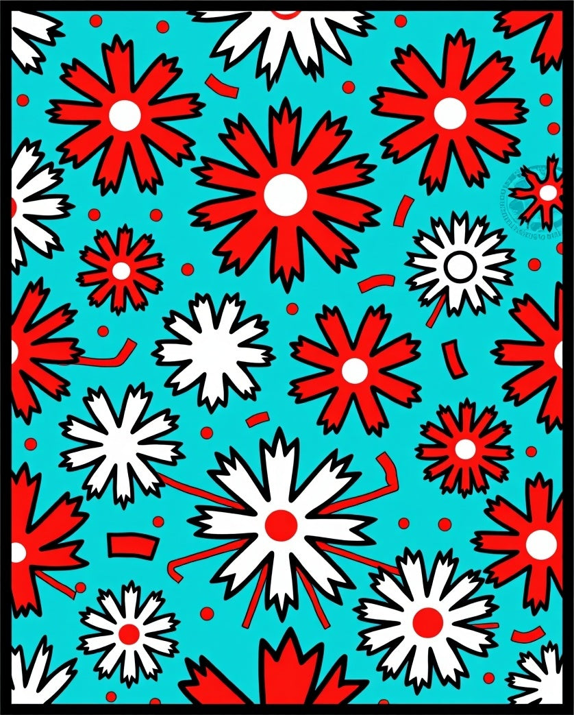 Bold Red White Flower Power Rug