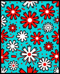 Bold Red White Flower Power Rug