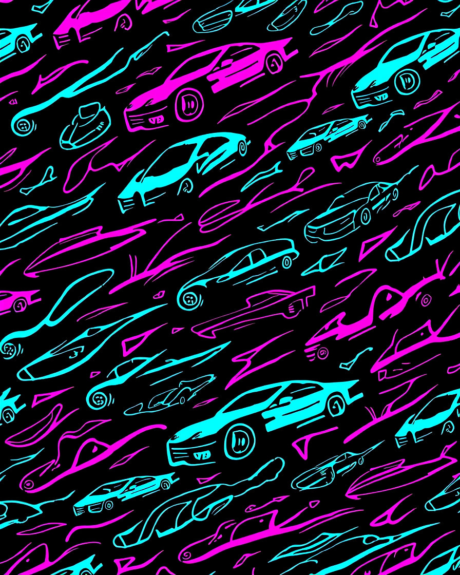 Neon Car Streaks Collection Rug