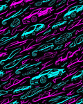 Neon Car Streaks Collection Rug